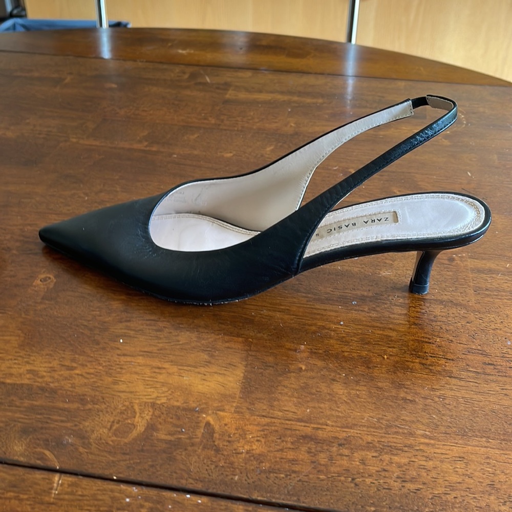 Zara Basics Leather Sling back Heels.  Leather.  Used, but in perfect condition